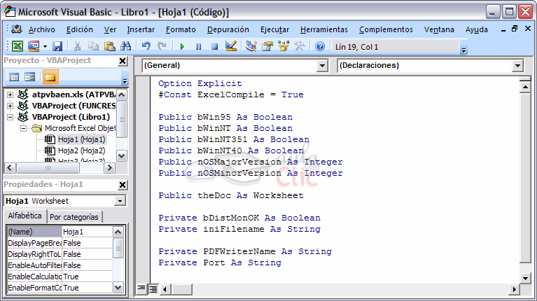 pantalla editor visual basic