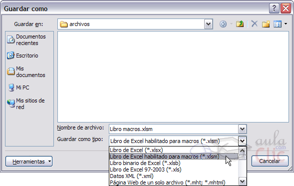Guardar archivo con macros