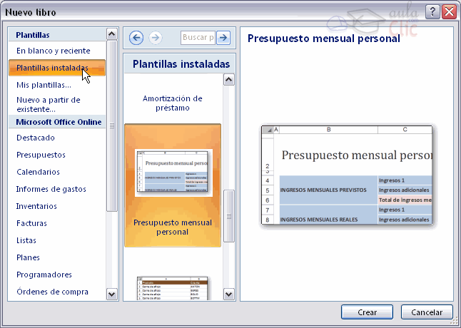 Plantillas instaladas